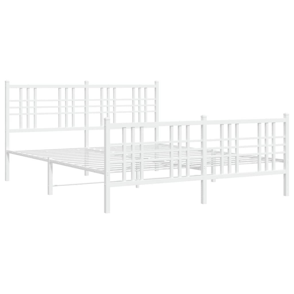 vidaXL Metal Bed Frame without Mattress with Footboard White 150x200cm