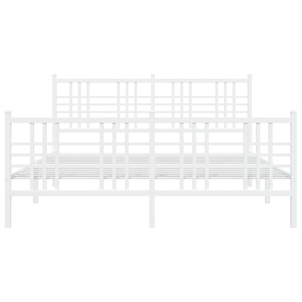 vidaXL Metal Bed Frame without Mattress with Footboard White 150x200cm