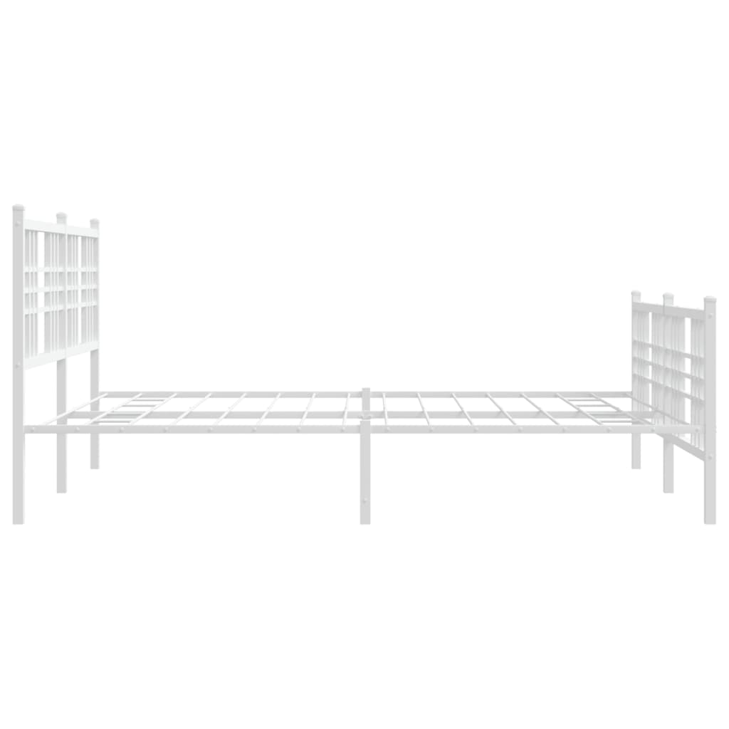 vidaXL Metal Bed Frame without Mattress with Footboard White 150x200cm