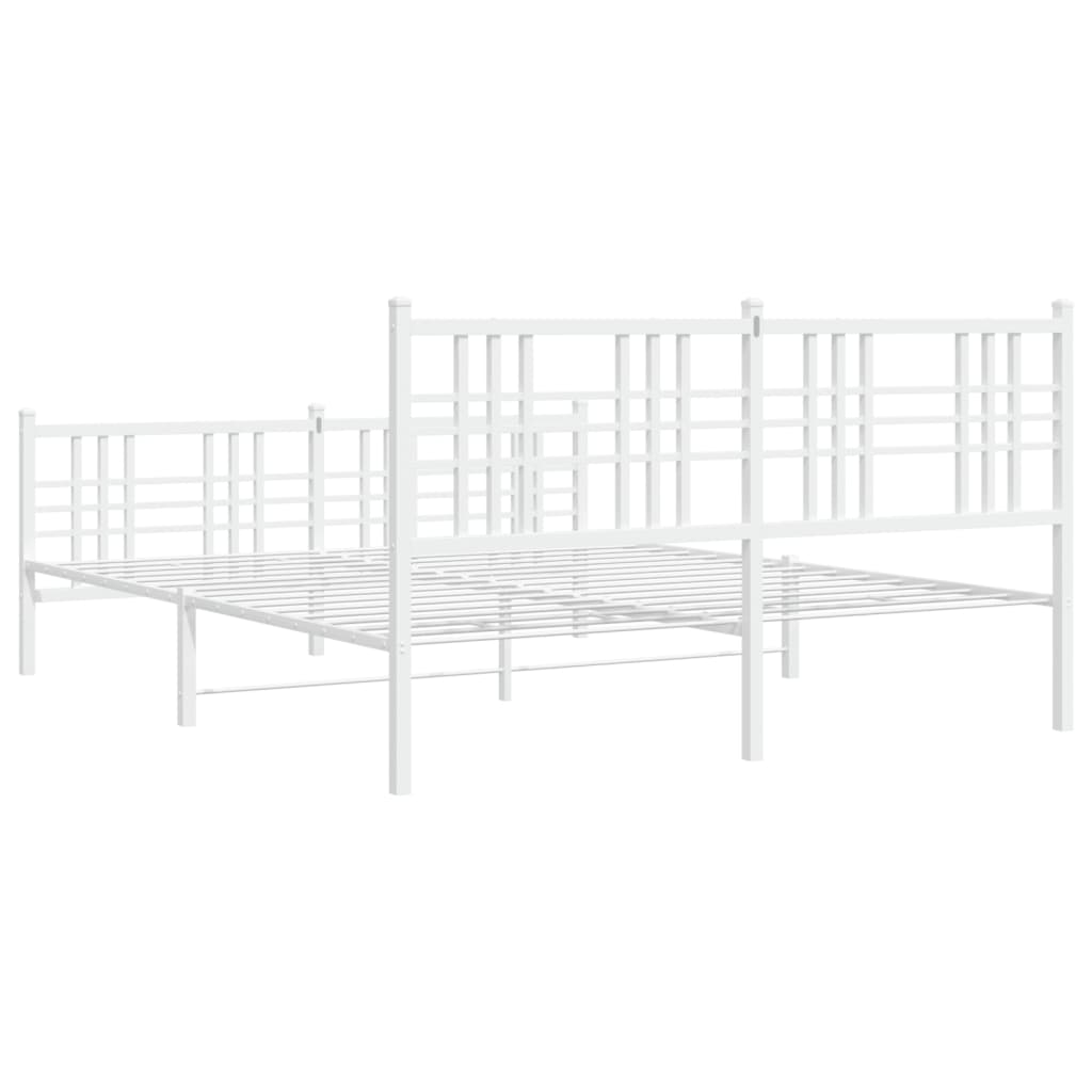 vidaXL Metal Bed Frame without Mattress with Footboard White 150x200cm