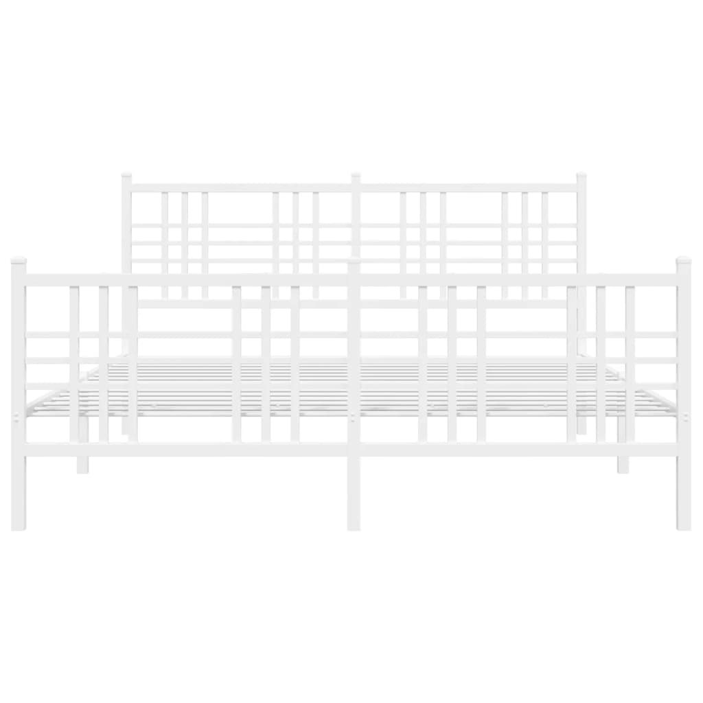 vidaXL Metal Bed Frame without Mattress with Footboard White 160x200cm