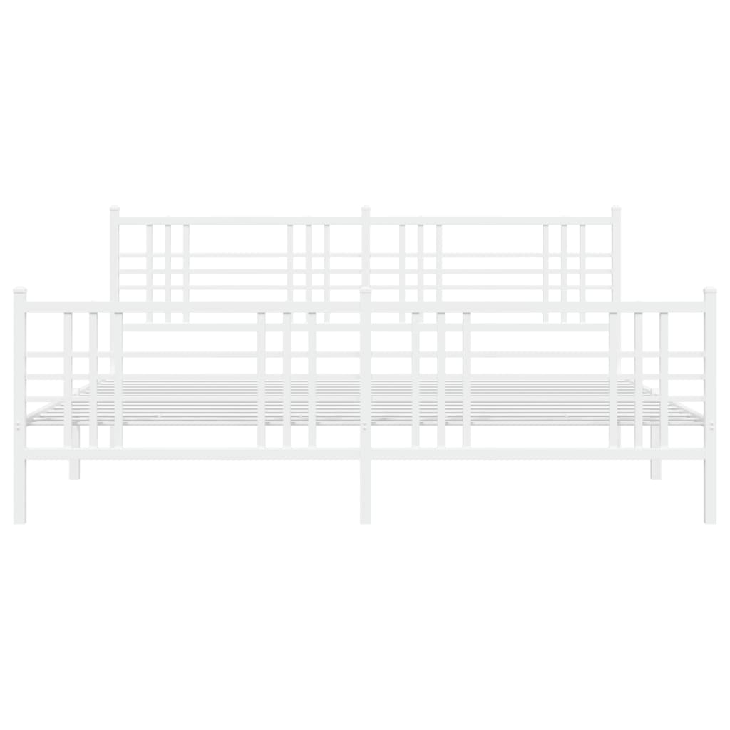 vidaXL Metal Bed Frame without Mattress with Footboard White 180x200cm