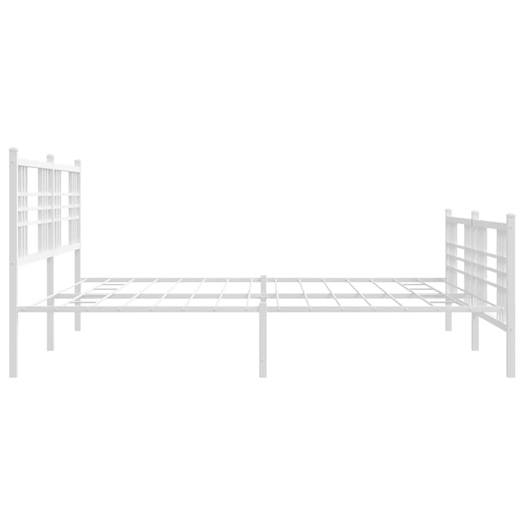 vidaXL Metal Bed Frame without Mattress with Footboard White 180x200cm