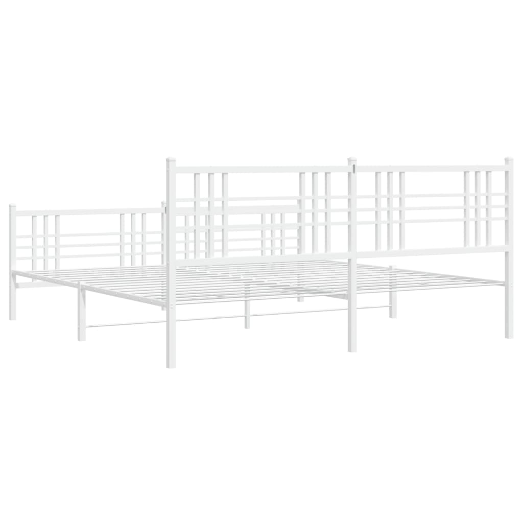 vidaXL Metal Bed Frame without Mattress with Footboard White 180x200cm