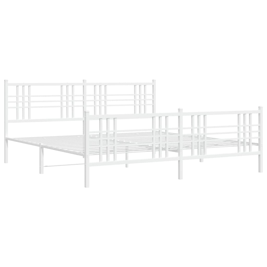 vidaXL Metal Bed Frame without Mattress with Footboard White 183x213cm