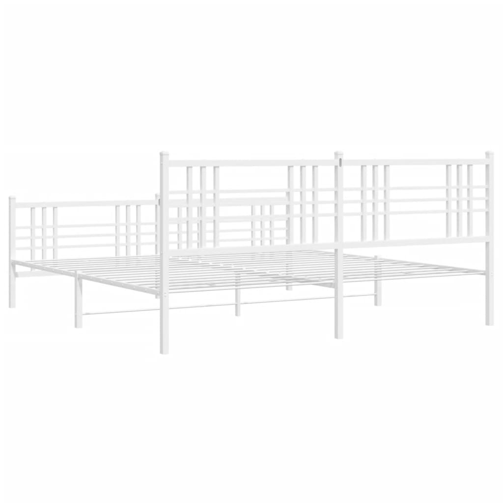 vidaXL Metal Bed Frame without Mattress with Footboard White 183x213cm