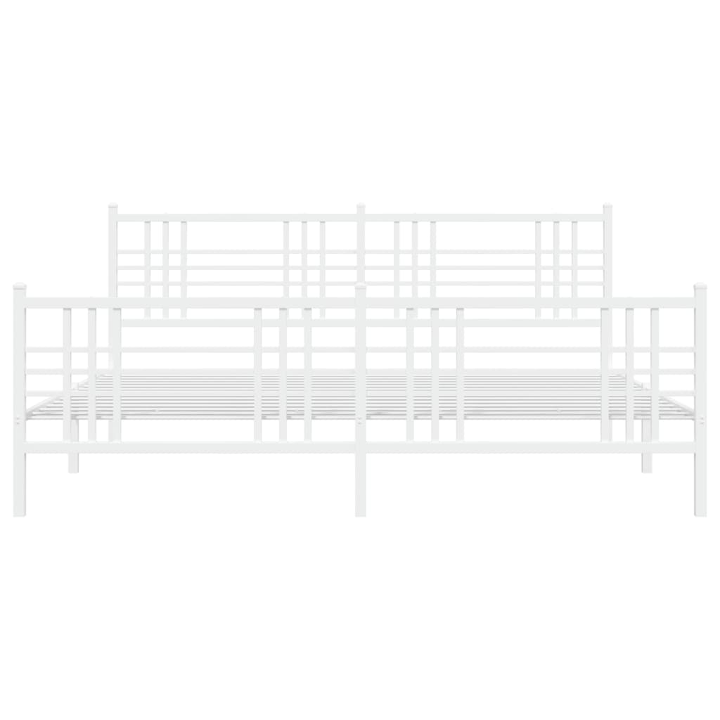 Metal Bed Frame without Mattress with Footboard White 193x203cm