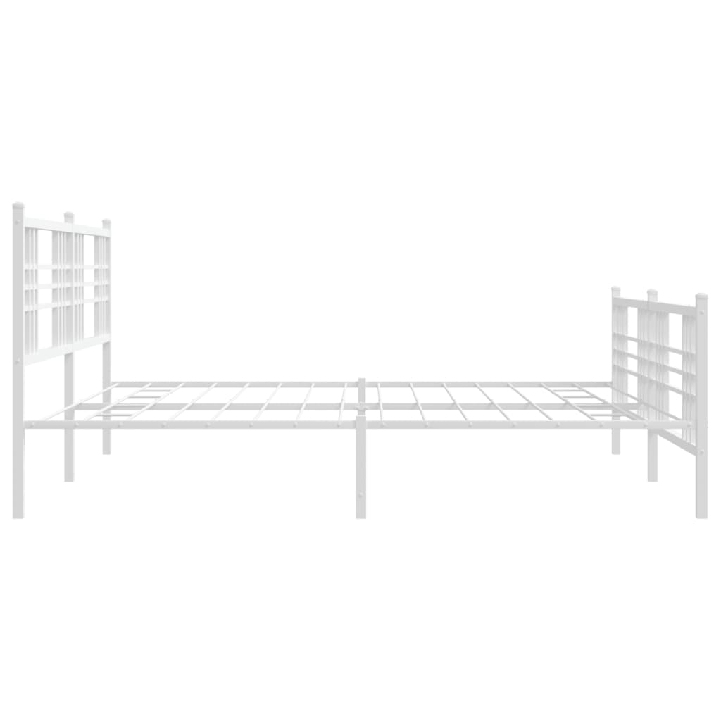 Metal Bed Frame without Mattress with Footboard White 193x203cm