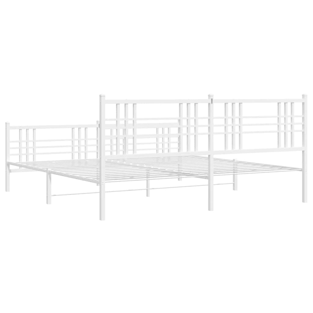Metal Bed Frame without Mattress with Footboard White 193x203cm