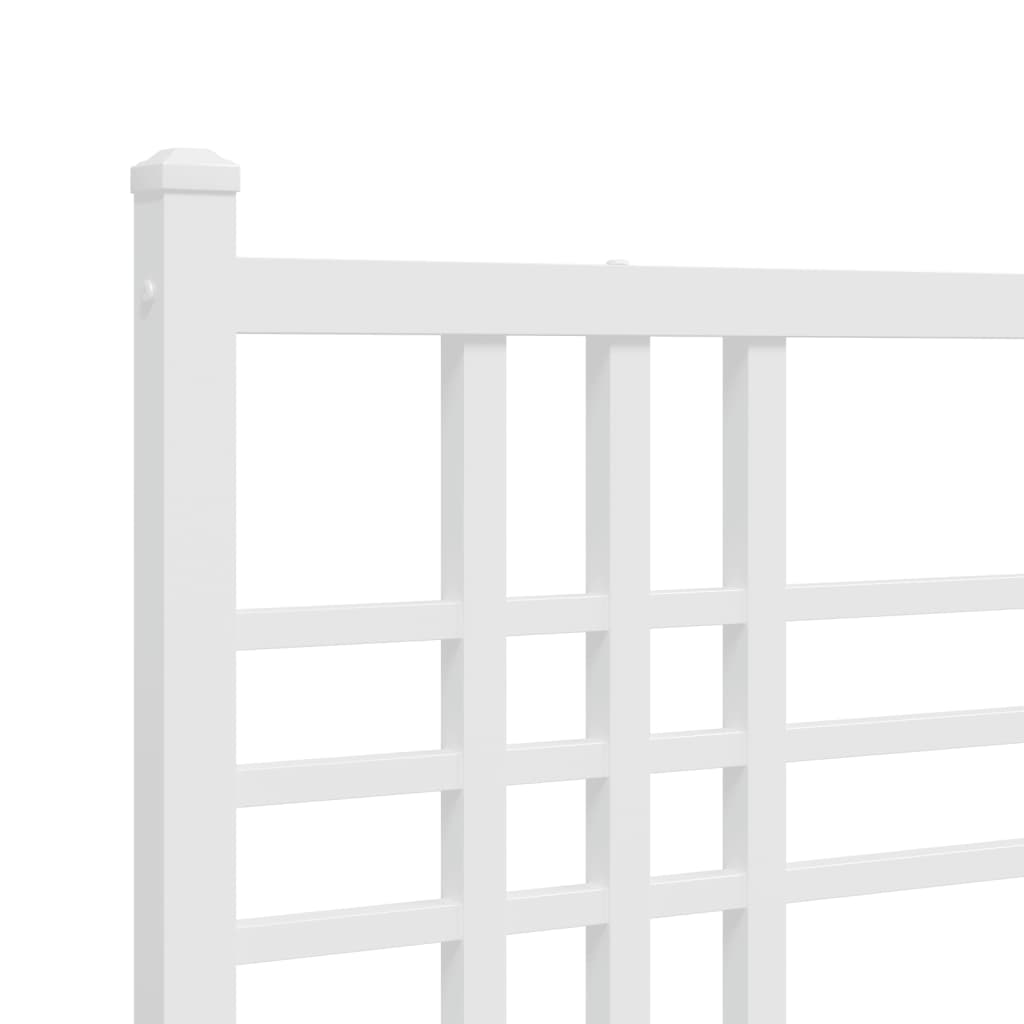 Metal Bed Frame without Mattress with Footboard White 193x203cm