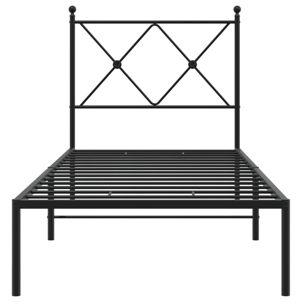 vidaXL Metal Bed Frame without Mattress with Headboard Black 75x190cm