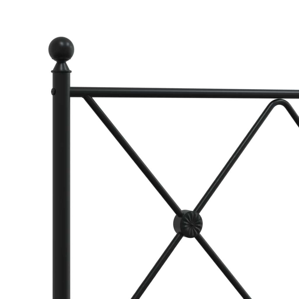 vidaXL Metal Bed Frame without Mattress with Headboard Black 75x190cm