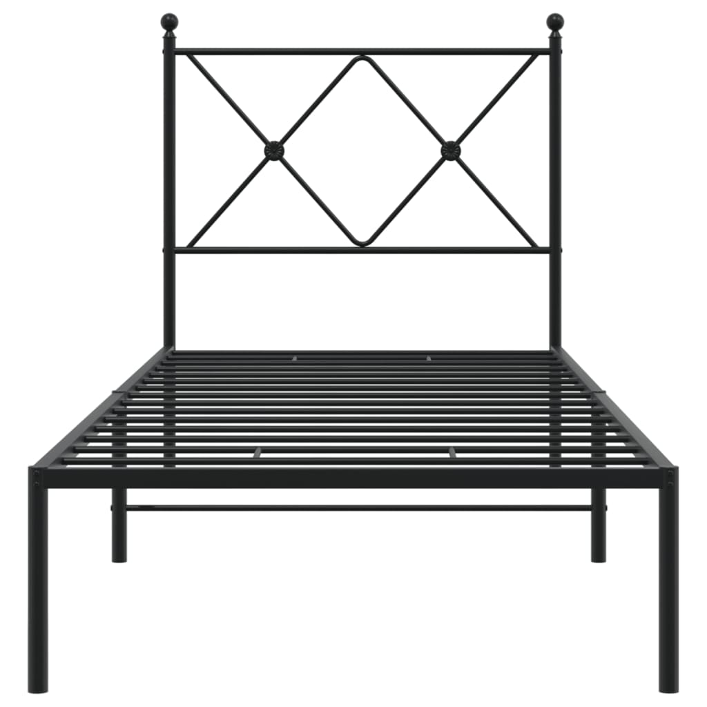 vidaXL Metal Bed Frame without Mattress with Headboard Black 80x200cm