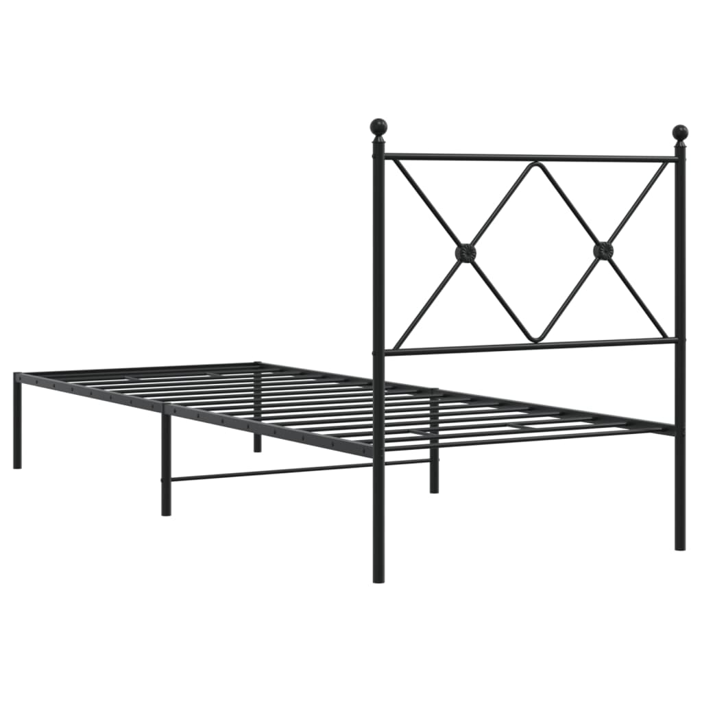 vidaXL Metal Bed Frame without Mattress with Headboard Black 80x200cm