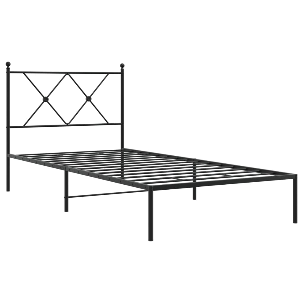 vidaXL Metal Bed Frame without Mattress with Headboard Black 90x190cm