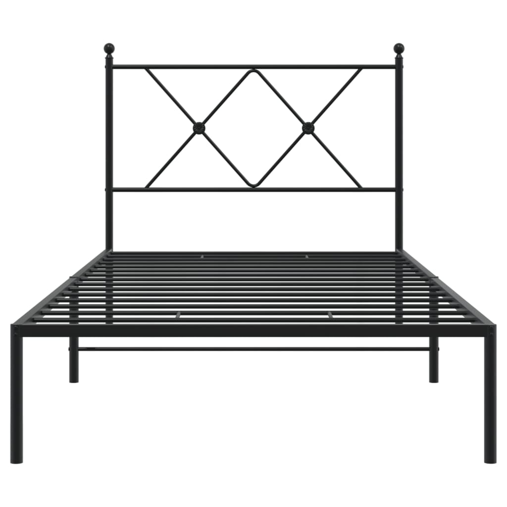 vidaXL Metal Bed Frame without Mattress with Headboard Black 90x190cm