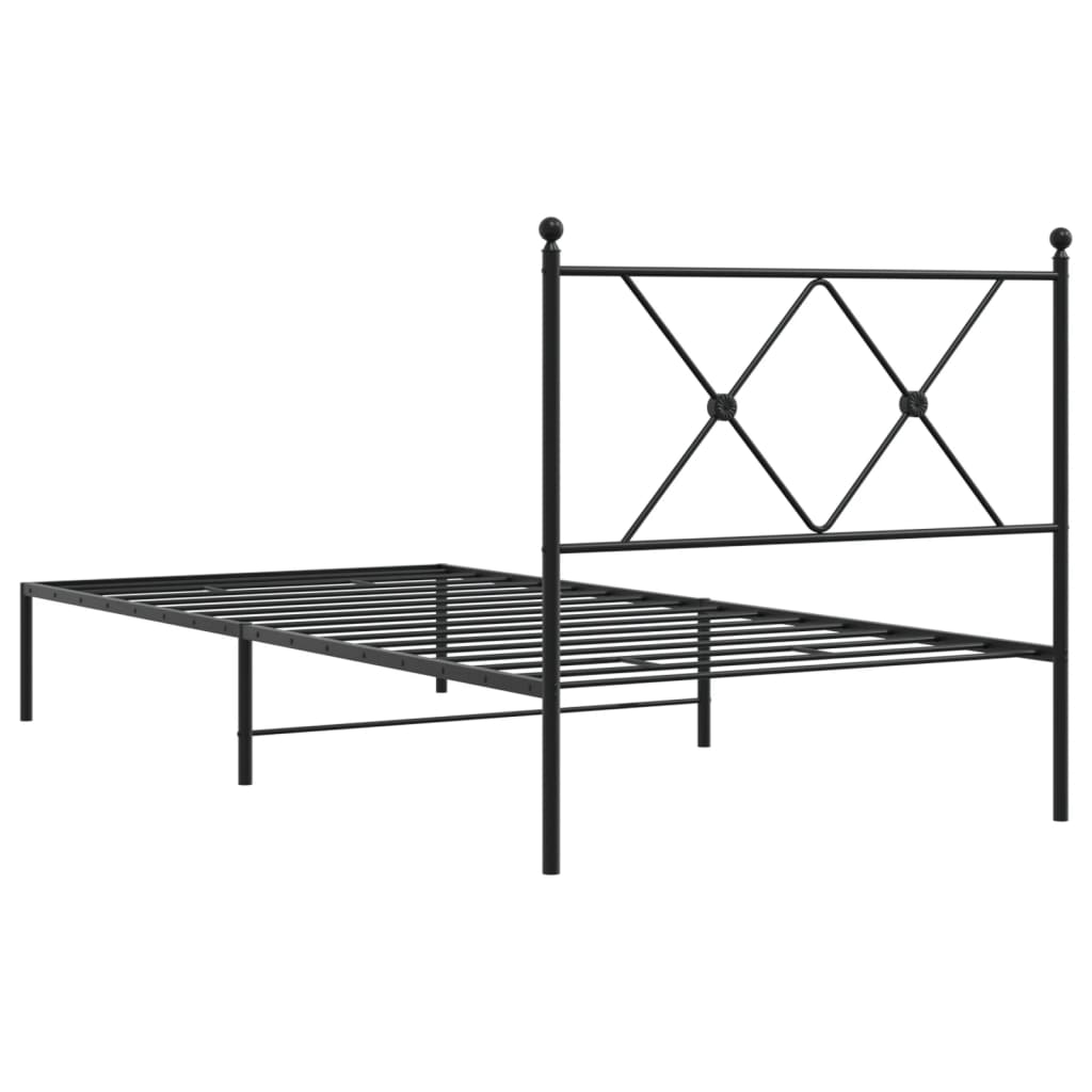 vidaXL Metal Bed Frame without Mattress with Headboard Black 90x190cm