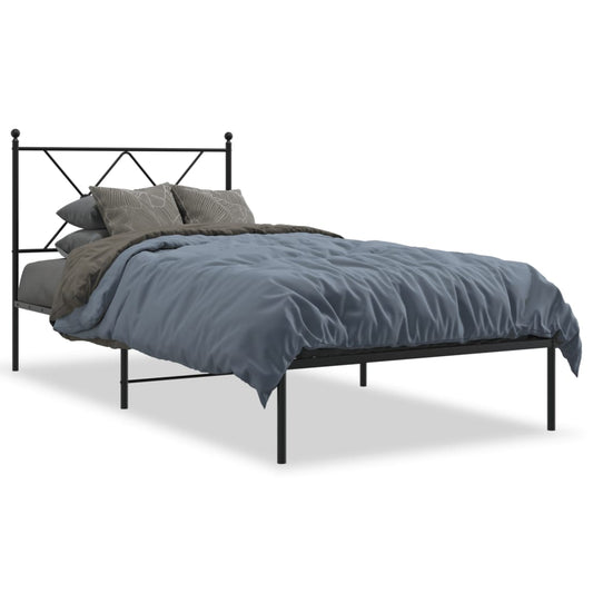 vidaXL Metal Bed Frame without Mattress with Headboard Black 90x200cm