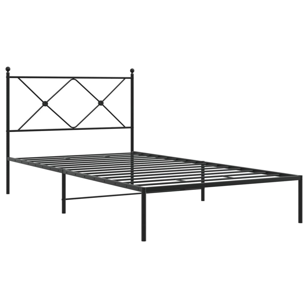 vidaXL Metal Bed Frame without Mattress with Headboard Black 100x190cm