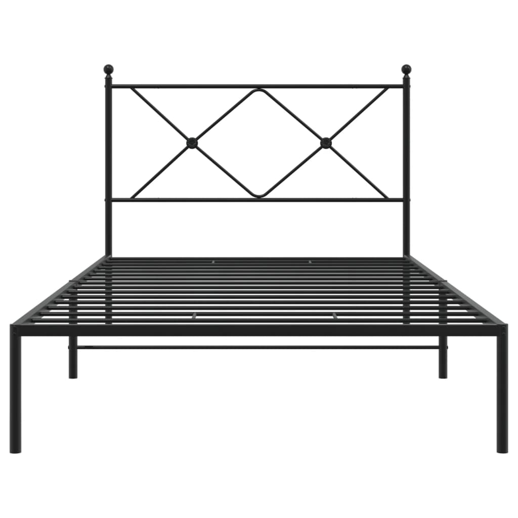 vidaXL Metal Bed Frame without Mattress with Headboard Black 100x190cm