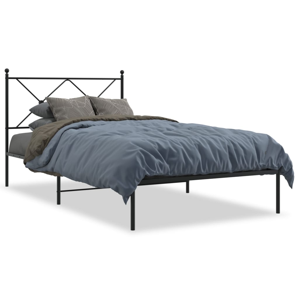 vidaXL Metal Bed Frame without Mattress with Headboard Black 100x190cm