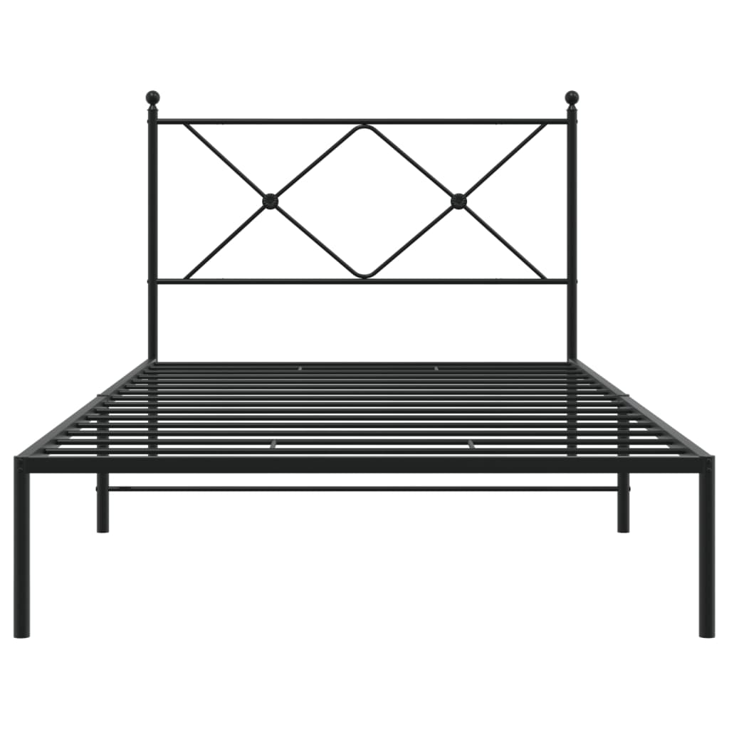 vidaXL Metal Bed Frame without Mattress with Headboard Black 100x200cm