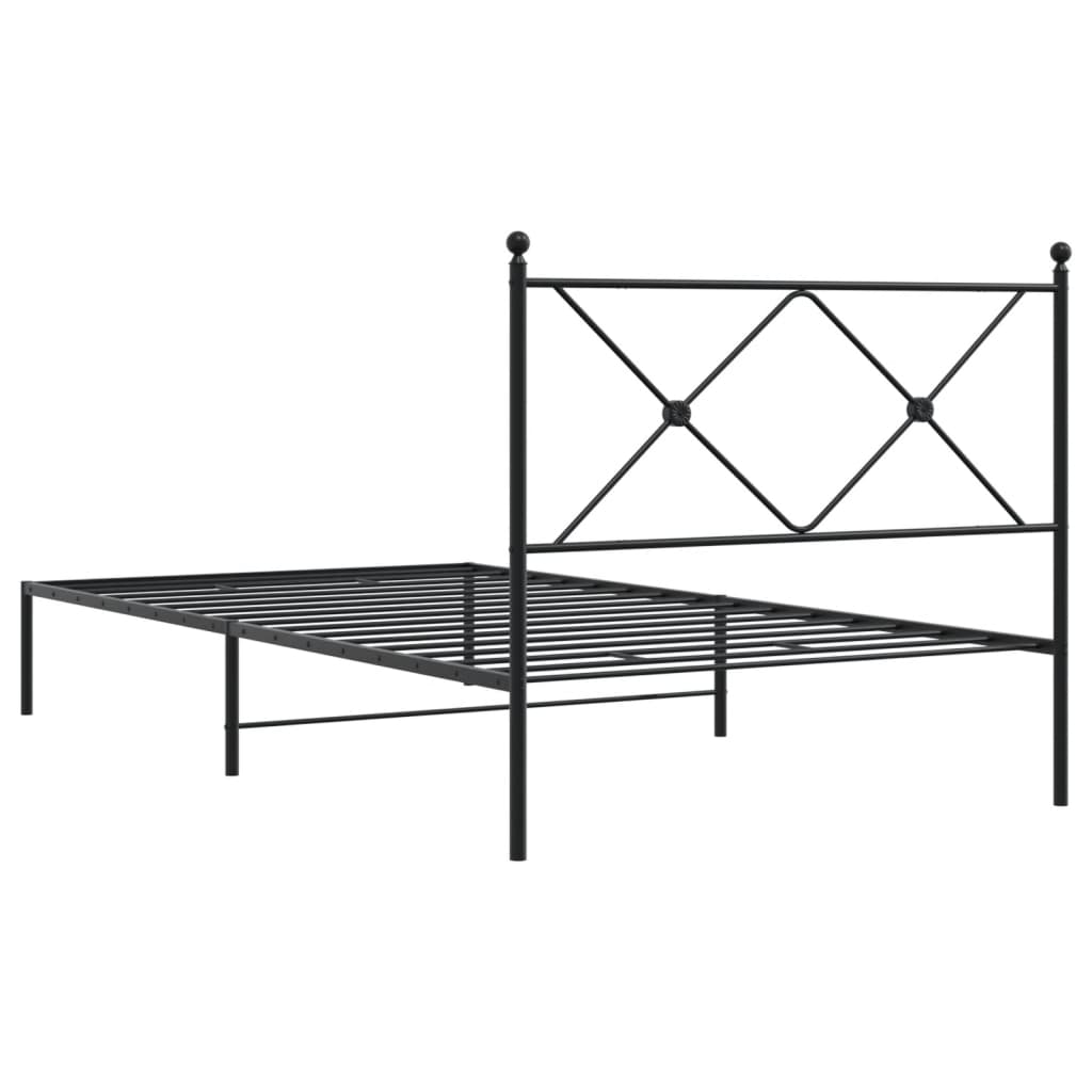 vidaXL Metal Bed Frame without Mattress with Headboard Black 100x200cm