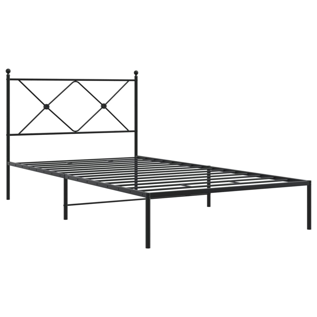 vidaXL Metal Bed Frame without Mattress with Headboard Black 107x203cm