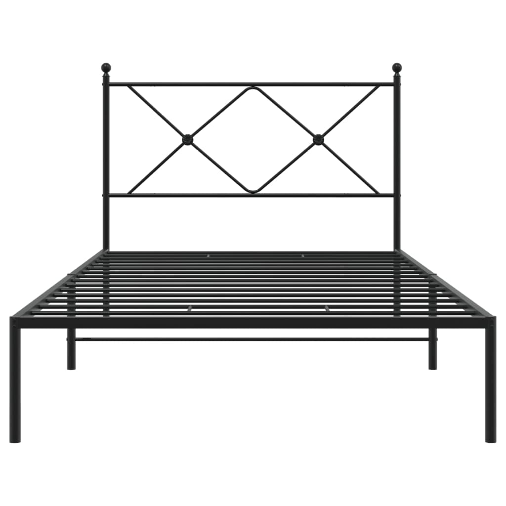 vidaXL Metal Bed Frame without Mattress with Headboard Black 107x203cm