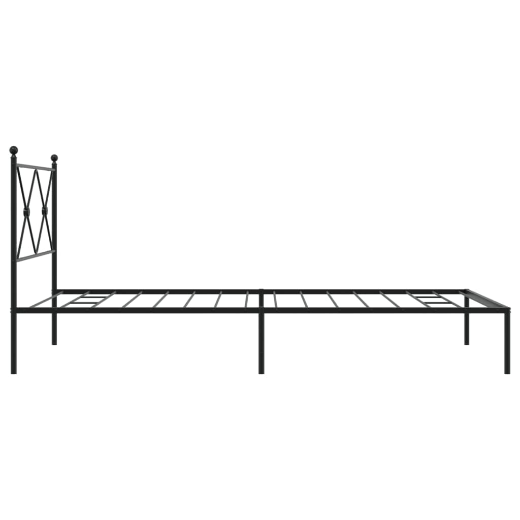 vidaXL Metal Bed Frame without Mattress with Headboard Black 107x203cm