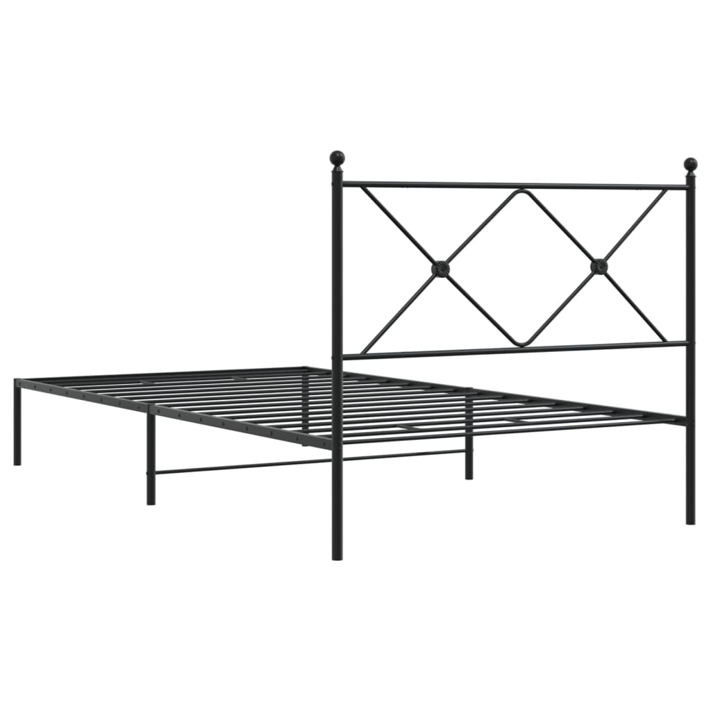 vidaXL Metal Bed Frame without Mattress with Headboard Black 107x203cm