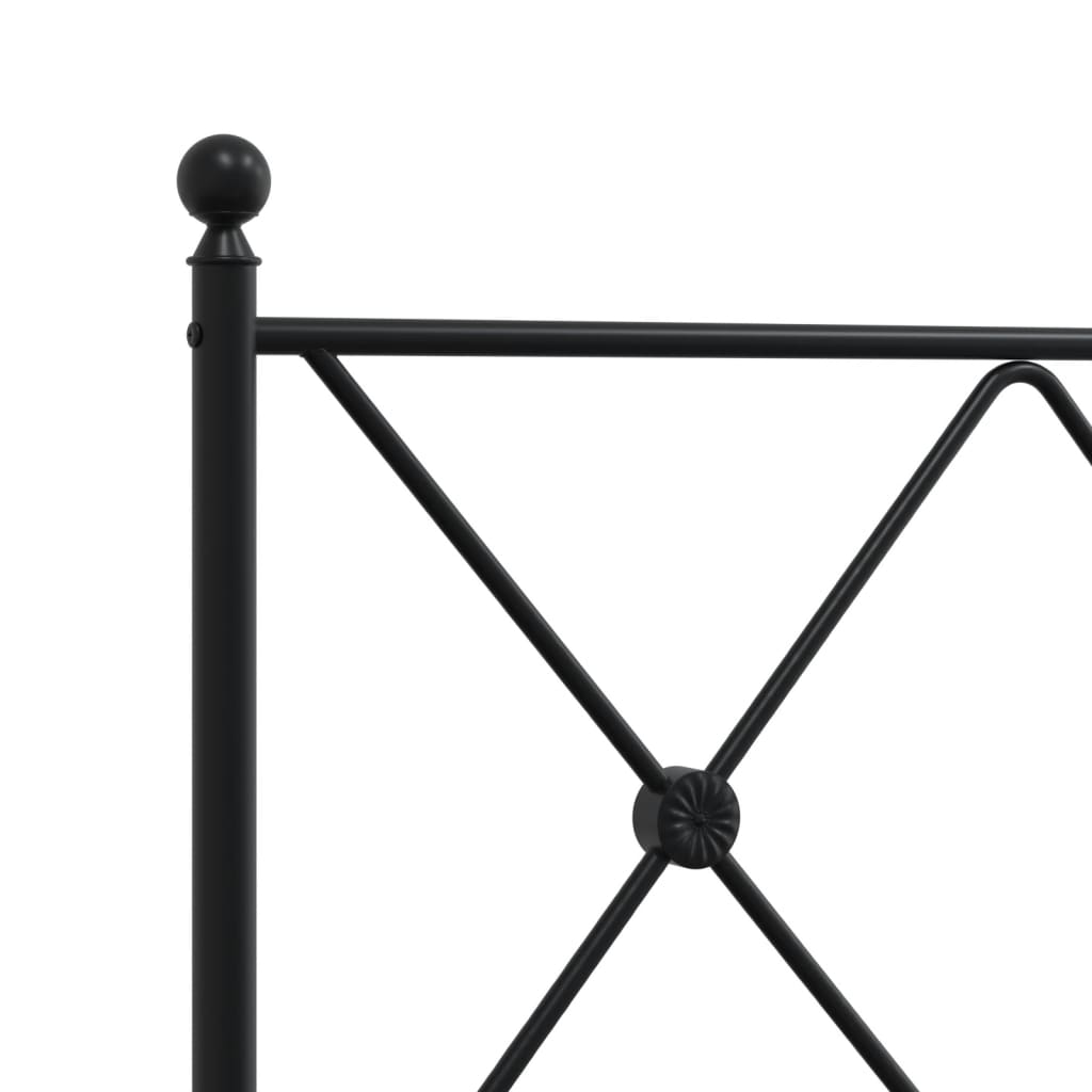 vidaXL Metal Bed Frame without Mattress with Headboard Black 107x203cm