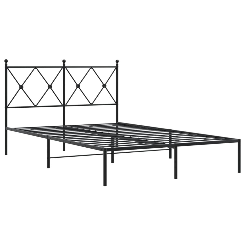 vidaXL Metal Bed Frame without Mattress with Headboard Black 120x190cm