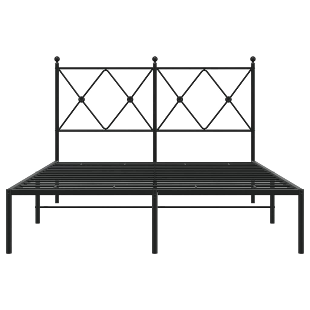 vidaXL Metal Bed Frame without Mattress with Headboard Black 120x190cm