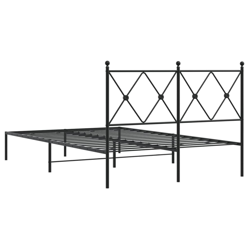 vidaXL Metal Bed Frame without Mattress with Headboard Black 120x190cm