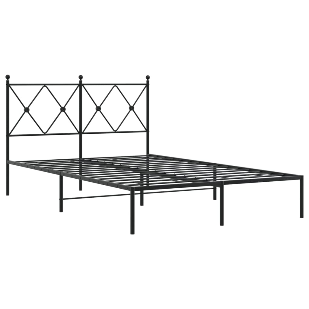Metal Bed Frame without Mattress with Headboard Black 120x200cm
