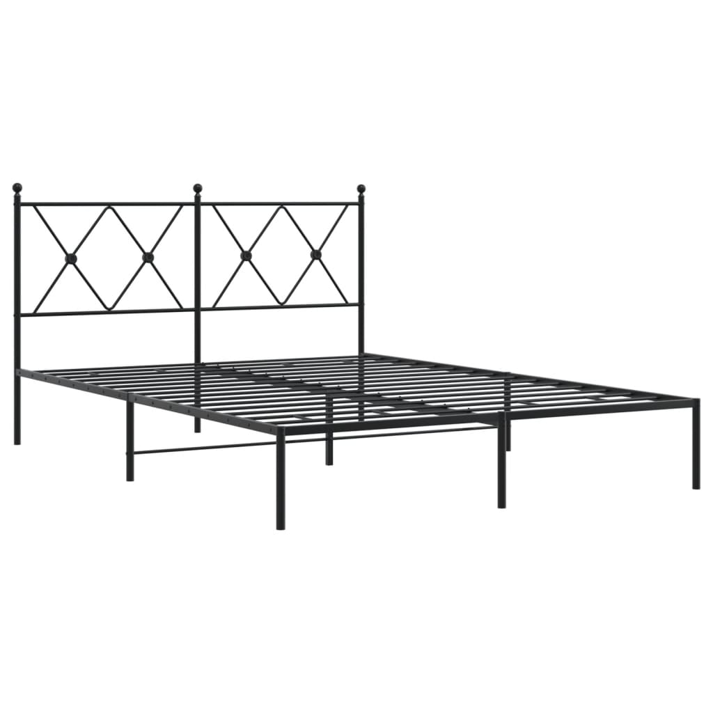 vidaXL Metal Bed Frame without Mattress with Headboard Black 135x190cm