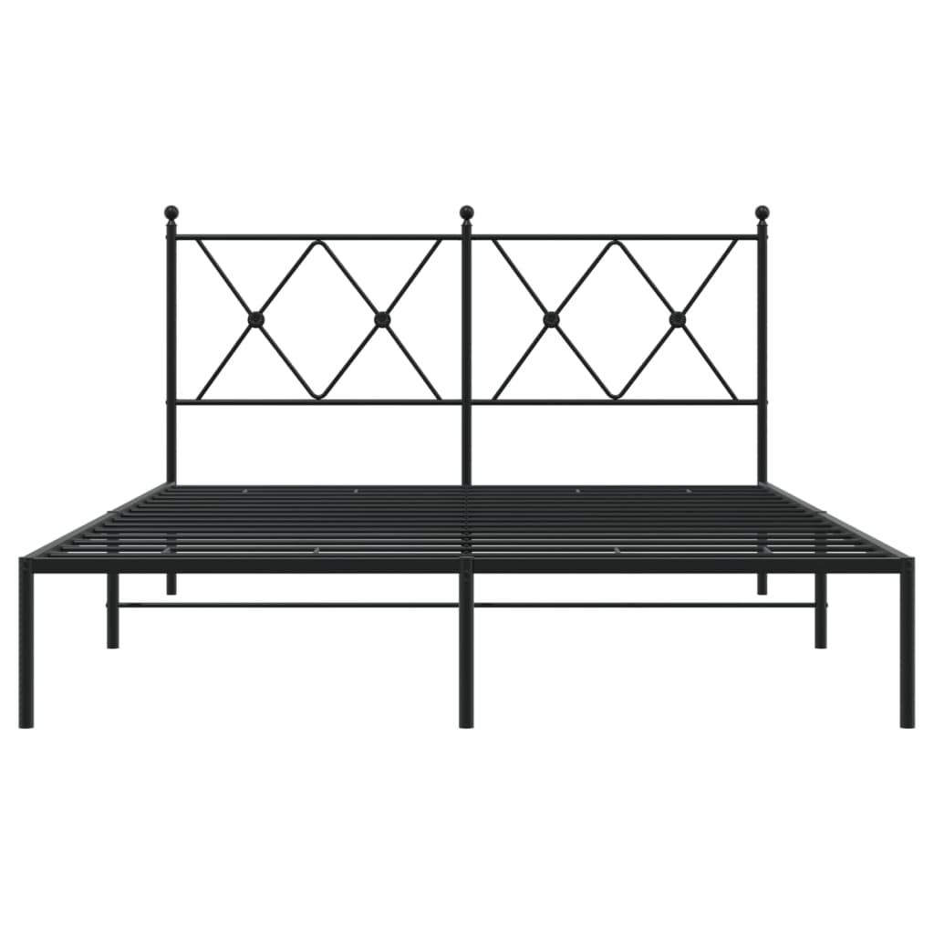 vidaXL Metal Bed Frame without Mattress with Headboard Black 135x190cm