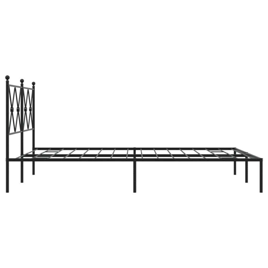 vidaXL Metal Bed Frame without Mattress with Headboard Black 135x190cm