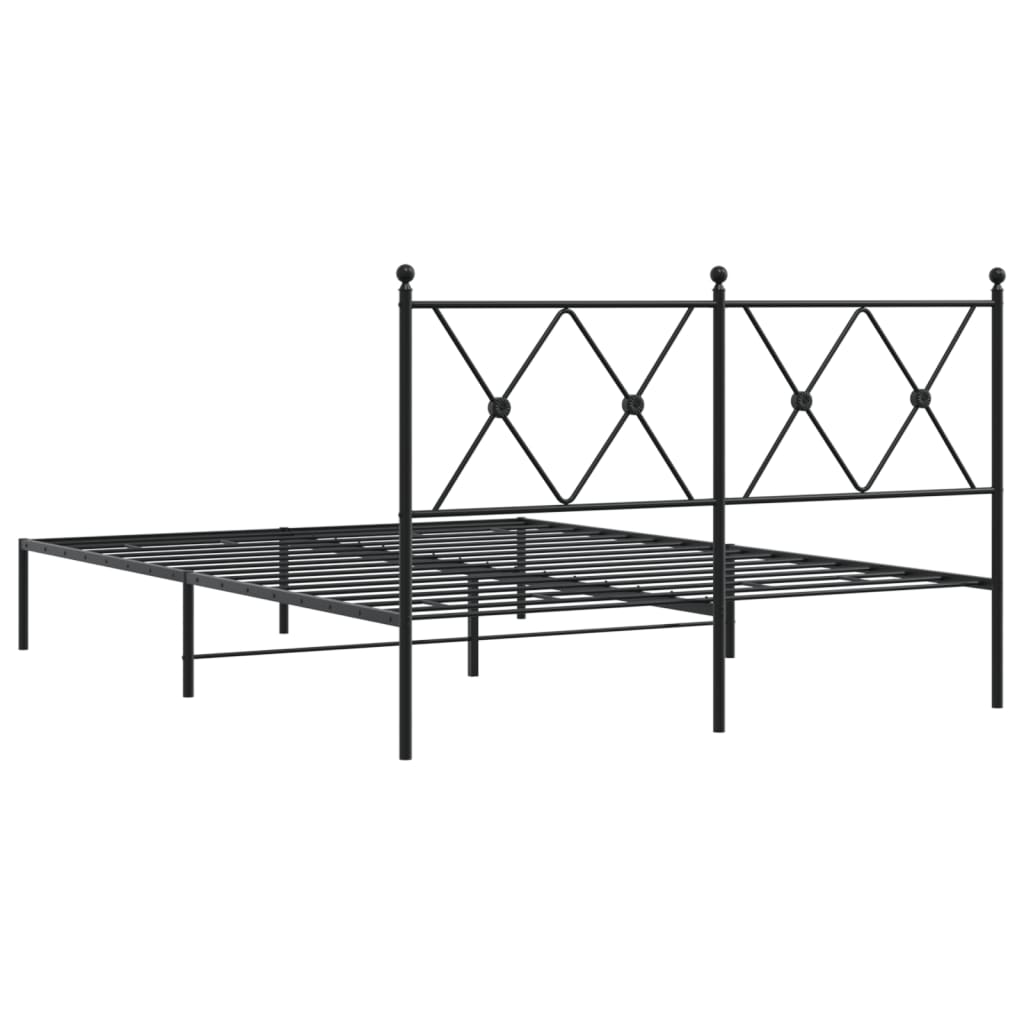 vidaXL Metal Bed Frame without Mattress with Headboard Black 135x190cm