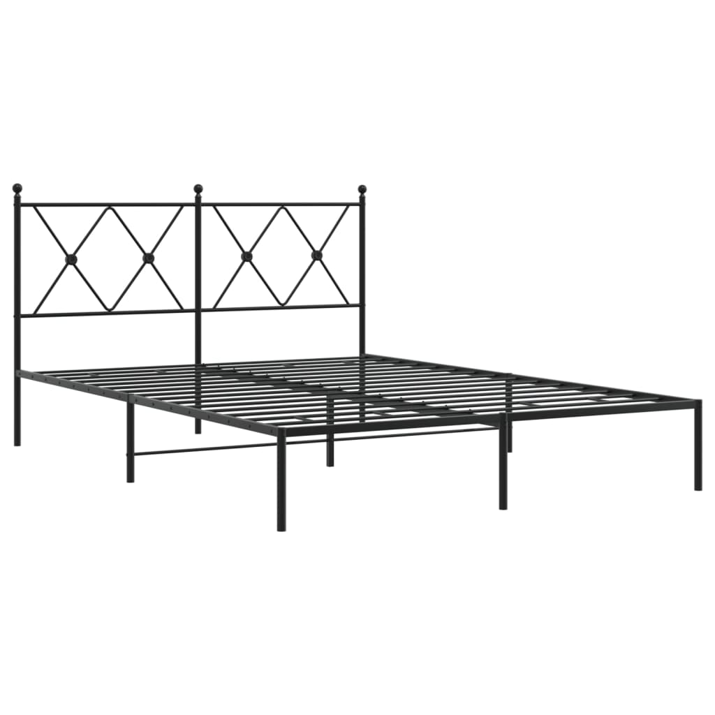 vidaXL Metal Bed Frame without Mattress with Headboard Black 140x190cm