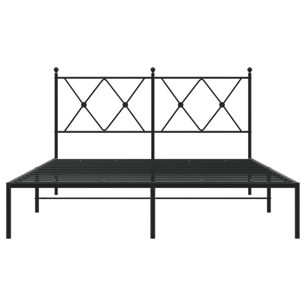 vidaXL Metal Bed Frame without Mattress with Headboard Black 140x190cm