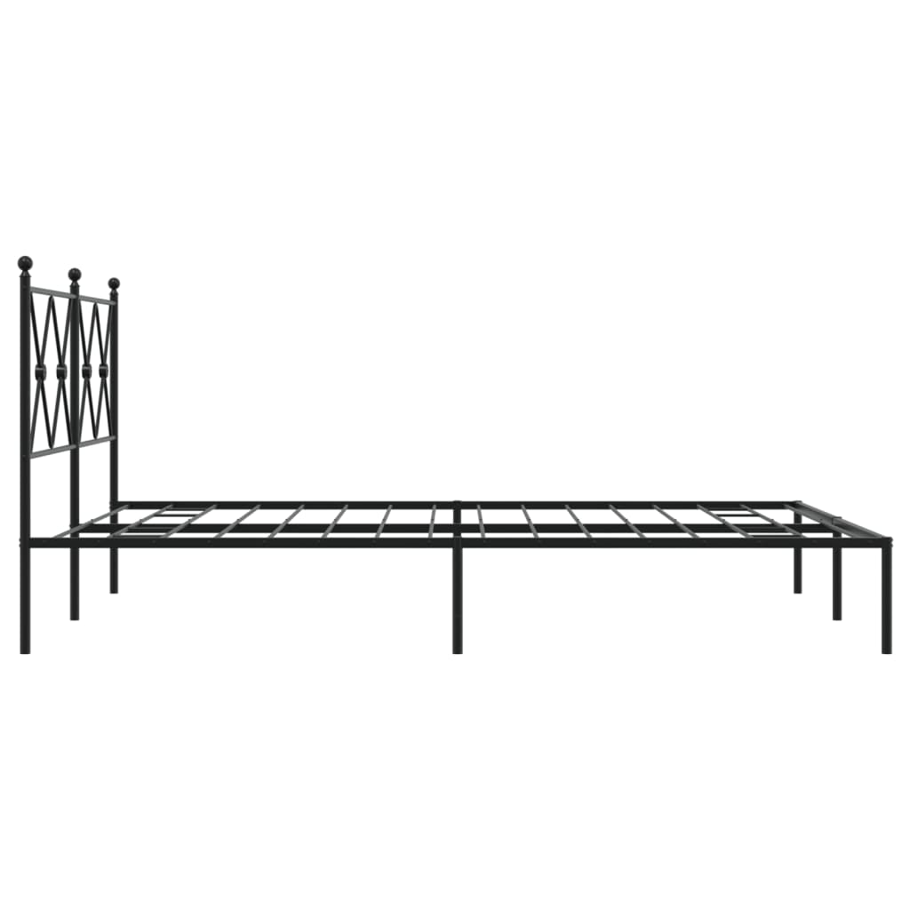 vidaXL Metal Bed Frame without Mattress with Headboard Black 140x190cm