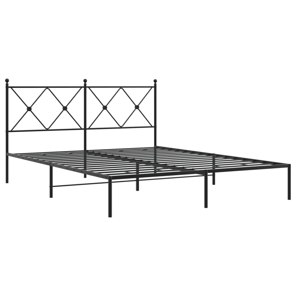 vidaXL Metal Bed Frame without Mattress with Headboard Black 160x200cm