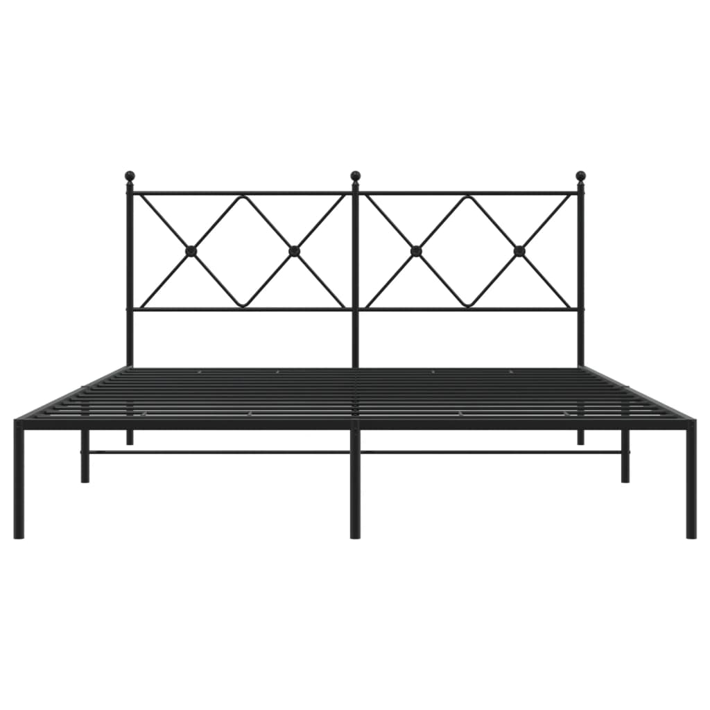 vidaXL Metal Bed Frame without Mattress with Headboard Black 160x200cm