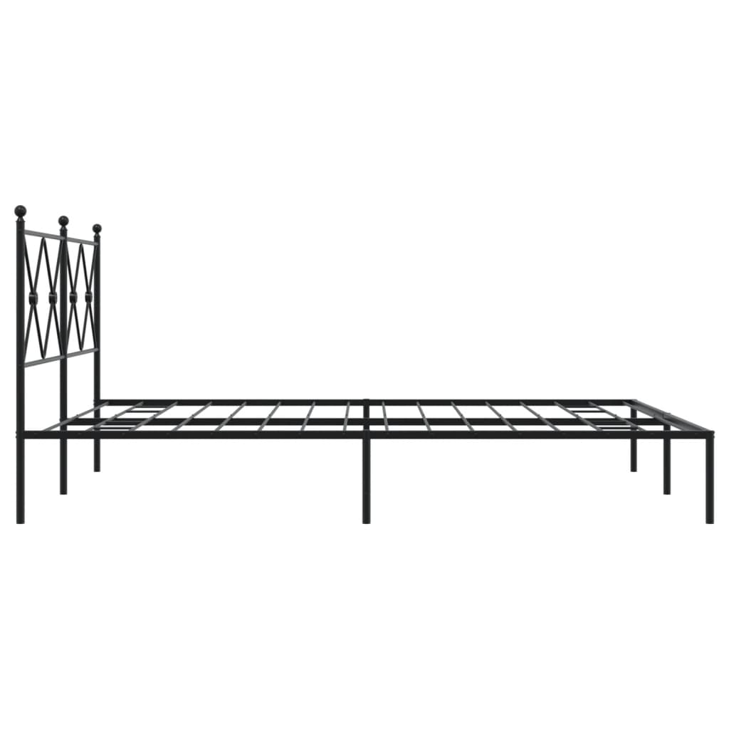 vidaXL Metal Bed Frame without Mattress with Headboard Black 160x200cm