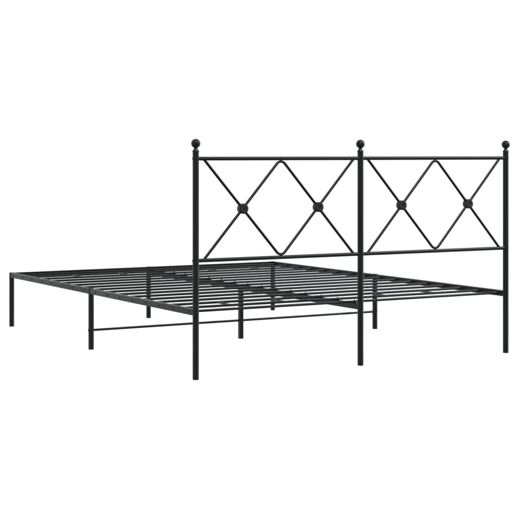 vidaXL Metal Bed Frame without Mattress with Headboard Black 160x200cm