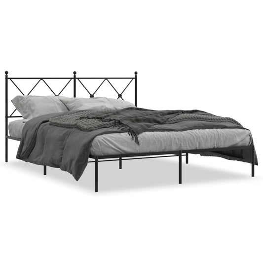 vidaXL Metal Bed Frame without Mattress with Headboard Black 160x200cm