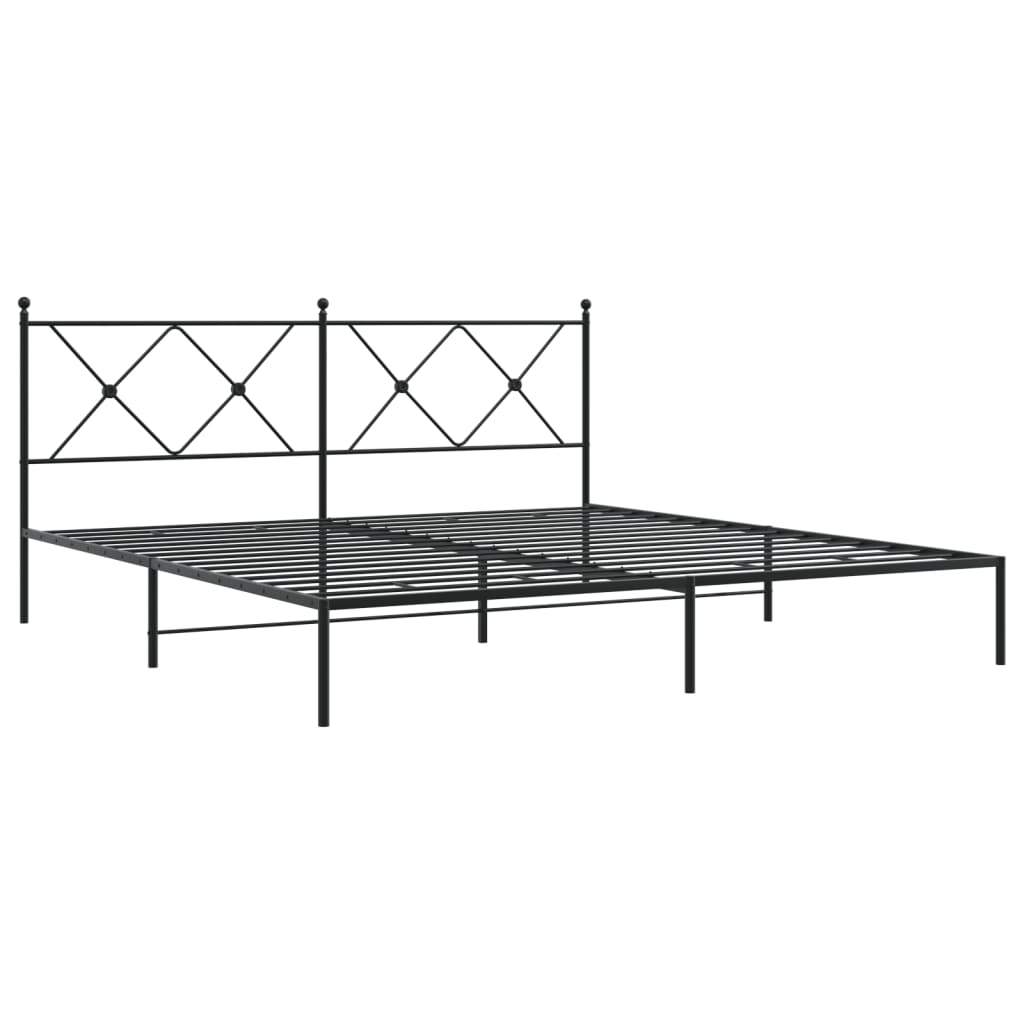 vidaXL Metal Bed Frame without Mattress with Headboard Black 183x213cm