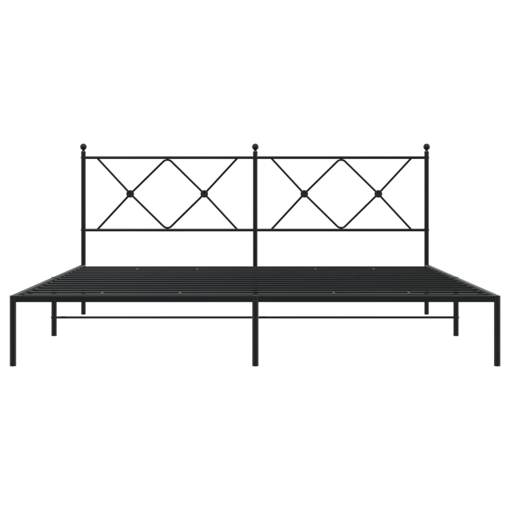 vidaXL Metal Bed Frame without Mattress with Headboard Black 183x213cm